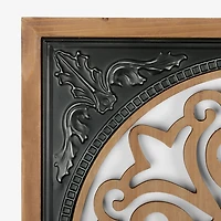 Wood and Metal Carved Medallion Wall Plaque