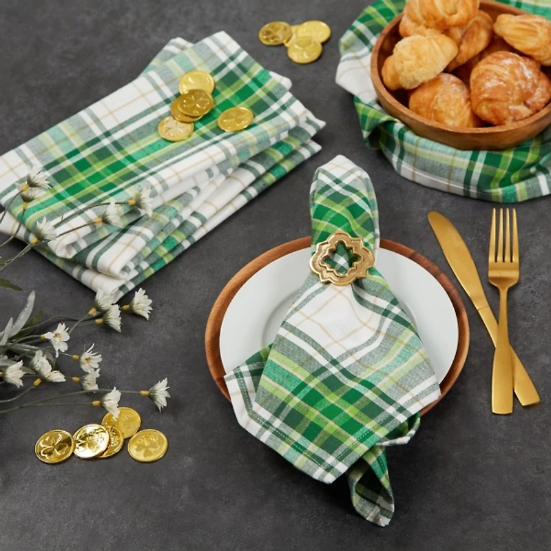 Green and Yellow Plaid Napkins, Set of 6