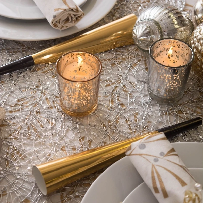 Silver Sequin Mesh Table Runner