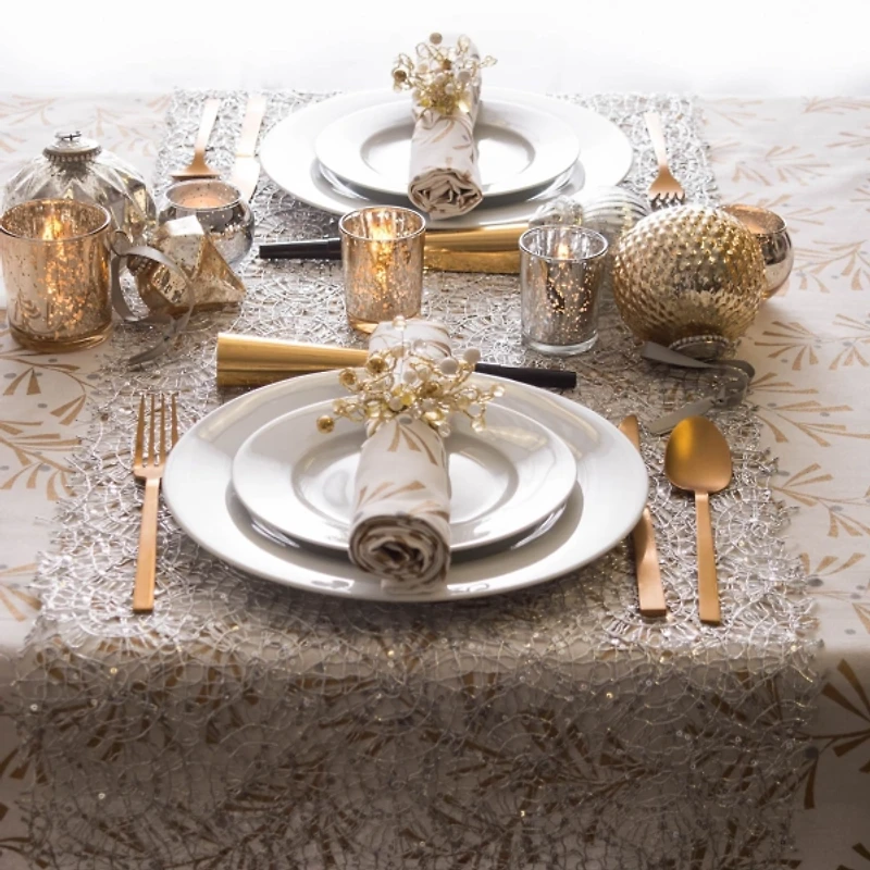 Silver Sequin Mesh Table Runner