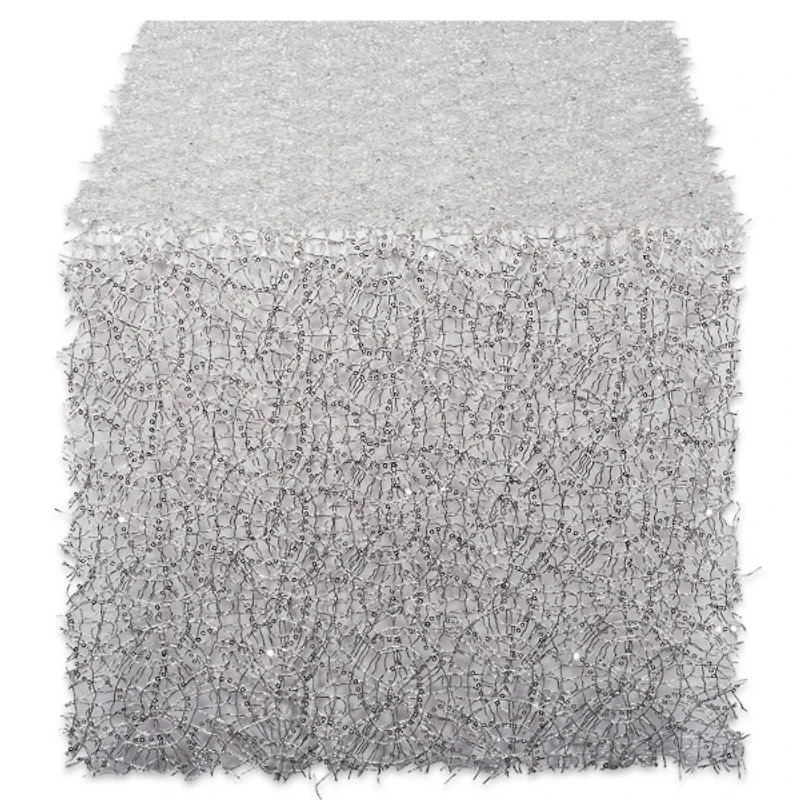 Silver Sequin Mesh Table Runner