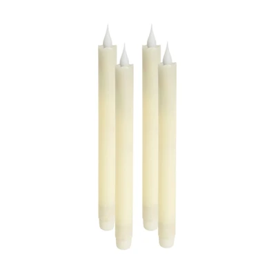 White Wax LED Taper Candles, Set of 4
