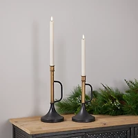 Black & Gold Trumpet 2-pc. Taper Candle Holder Set