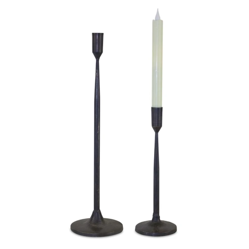 Black Minimalist Taper Candle Holders, Set of 2