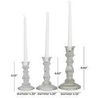 Clear Glass Spindle Taper Candle Holders, Set of 3