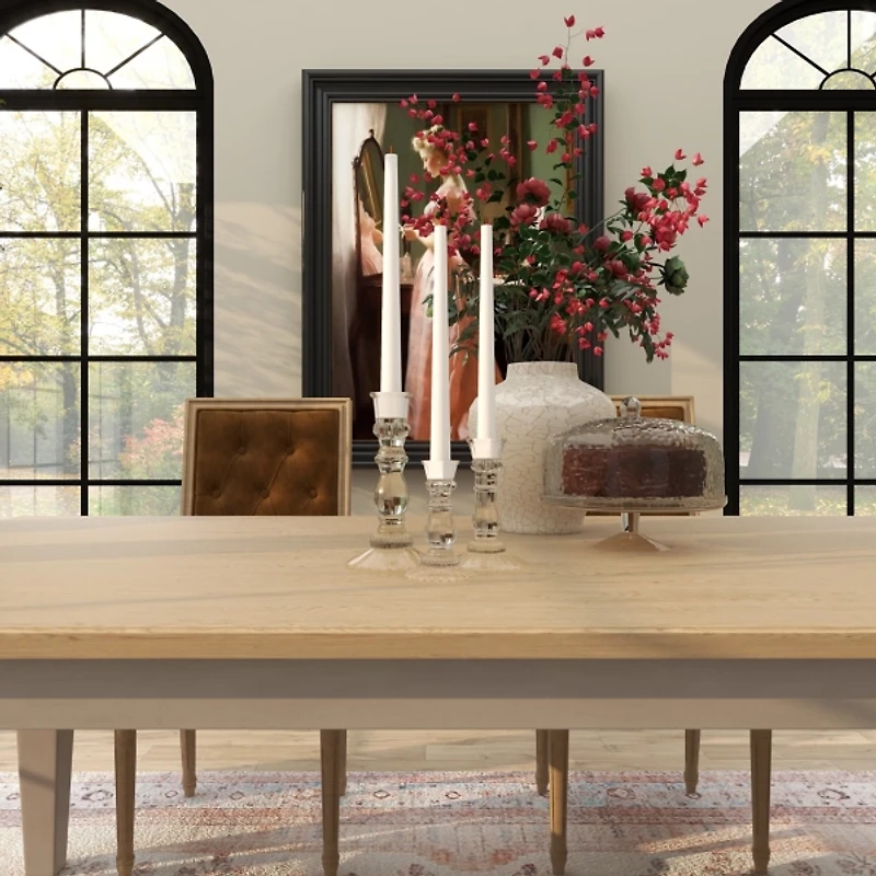 Clear Glass Spindle Taper Candle Holders, Set of 3