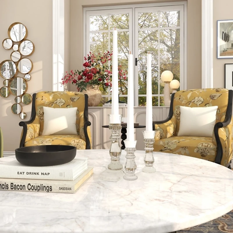 Clear Glass Spindle Taper Candle Holders, Set of 3