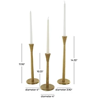 Uma Gold Metal Taper Candle Holders, Set of 3
