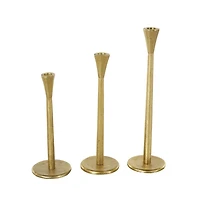 Uma Gold Metal Taper Candle Holders, Set of 3