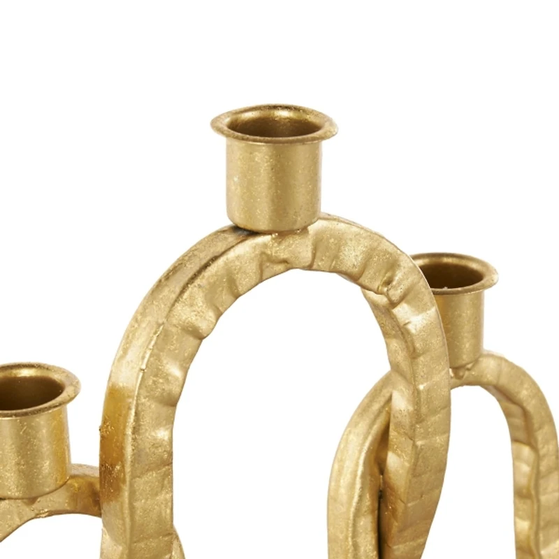 Gold Metal Ovals Taper Candle Holder