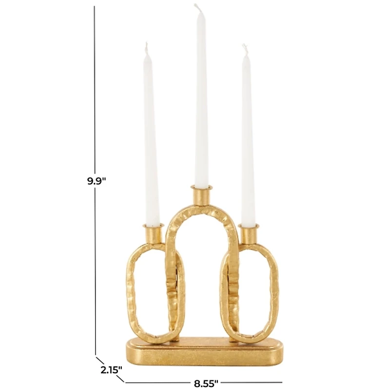Gold Metal Ovals Taper Candle Holder