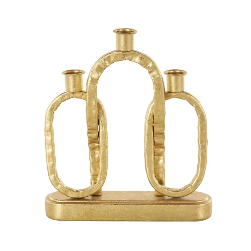 Gold Metal Ovals Taper Candle Holder