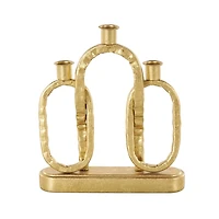 Gold Metal Ovals Taper Candle Holder