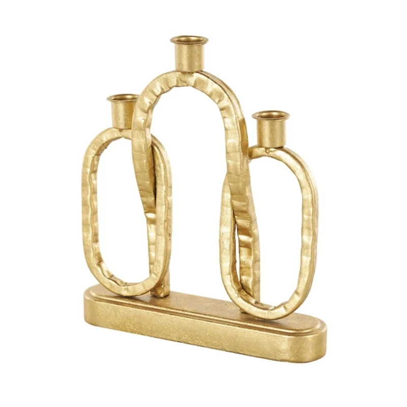 Gold Metal Ovals Taper Candle Holder