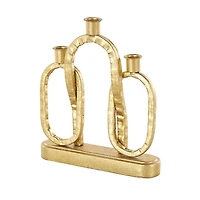 Gold Metal Ovals Taper Candle Holder