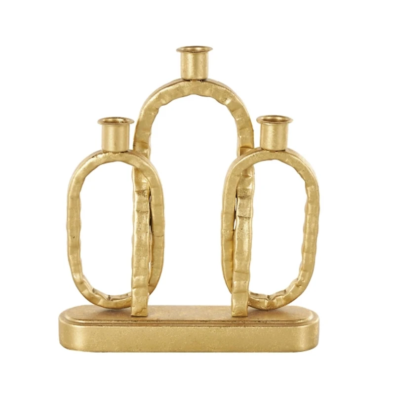 Gold Metal Ovals Taper Candle Holder