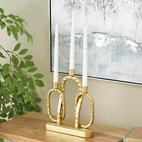 Gold Metal Ovals Taper Candle Holder