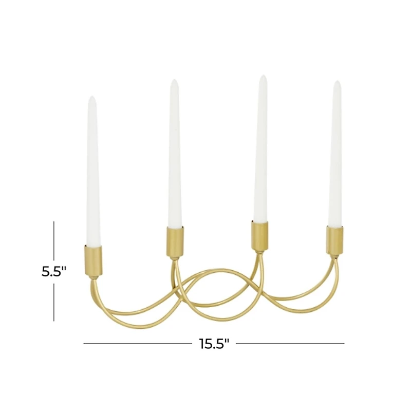 Interwoven Gold Metal Taper Candle Holder