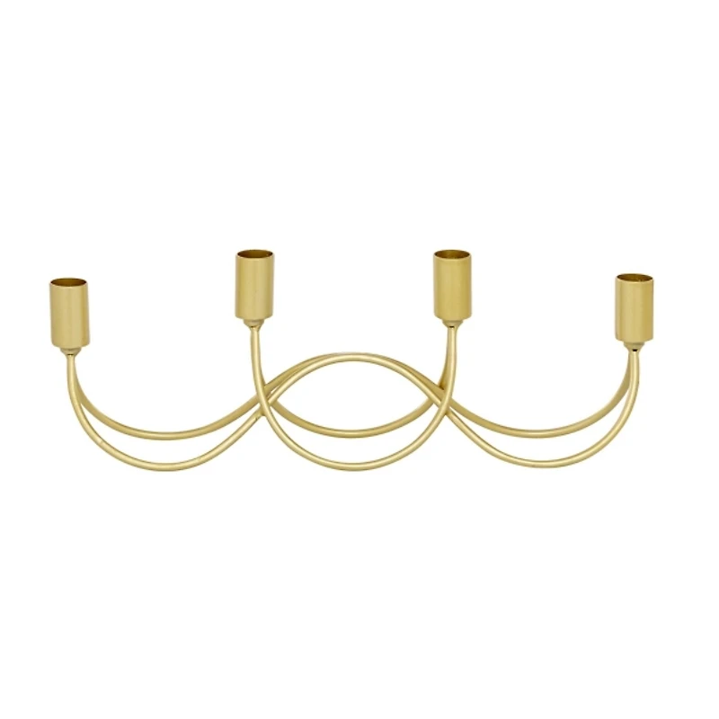 Interwoven Gold Metal Taper Candle Holder