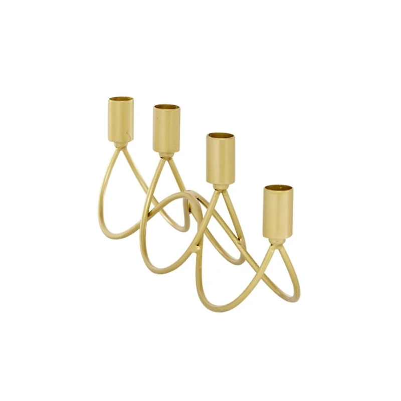 Interwoven Gold Metal Taper Candle Holder