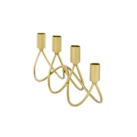 Interwoven Gold Metal Taper Candle Holder