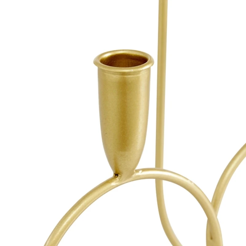 Gold Metal Connected Circles Taper Candle Holder