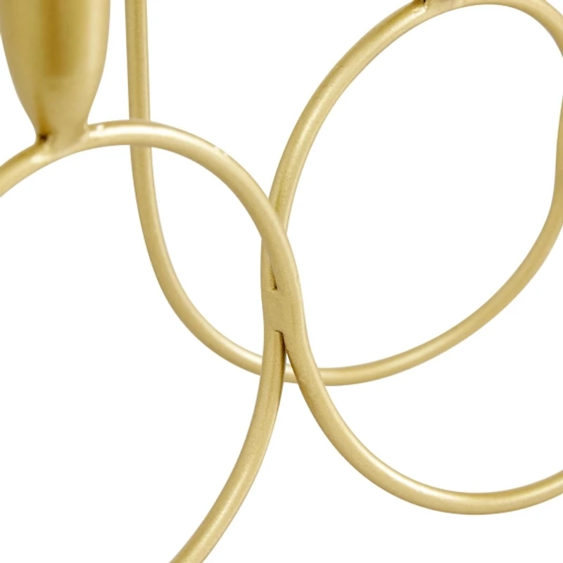 Gold Metal Connected Circles Taper Candle Holder