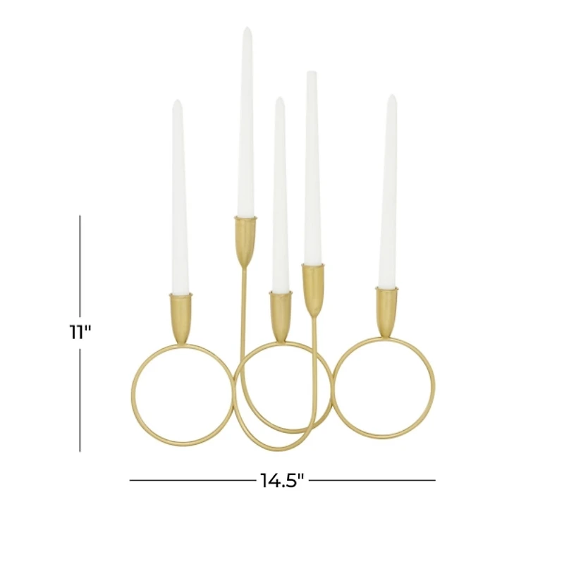 Gold Metal Connected Circles Taper Candle Holder
