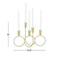 Gold Metal Connected Circles Taper Candle Holder
