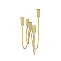 Gold Metal Connected Circles Taper Candle Holder