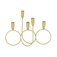 Gold Metal Connected Circles Taper Candle Holder