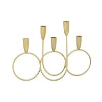 Gold Metal Connected Circles Taper Candle Holder