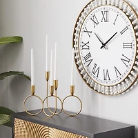 Gold Metal Connected Circles Taper Candle Holder