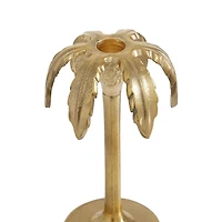 Gold Palm Trees Taper Candle Holders, Set of 3