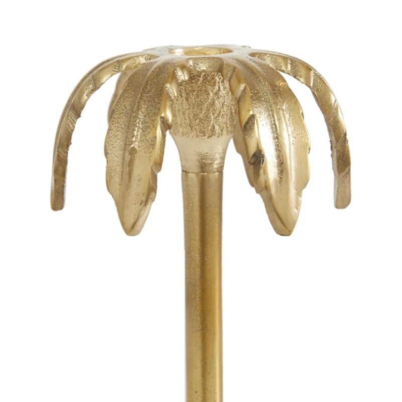 Gold Palm Trees Taper Candle Holders, Set of 3