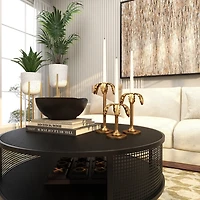 Gold Palm Trees Taper Candle Holders, Set of 3