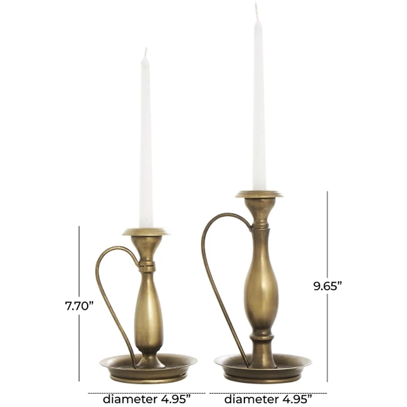 Antique Gold Taper Candle Holders with Handles