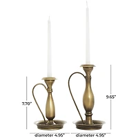Antique Gold Taper Candle Holders with Handles