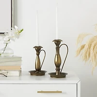 Antique Gold Taper Candle Holders with Handles