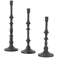 Black Iron Spindle Taper Candle Holders, Set of 3
