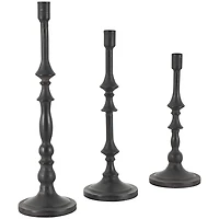 Black Iron Spindle Taper Candle Holders, Set of 3