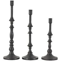 Black Iron Spindle Taper Candle Holders, Set of 3