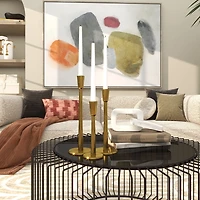 Modern Gold Metal Taper Candle Holders, Set of 3