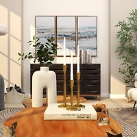 Modern Gold Metal Taper Candle Holders, Set of 3