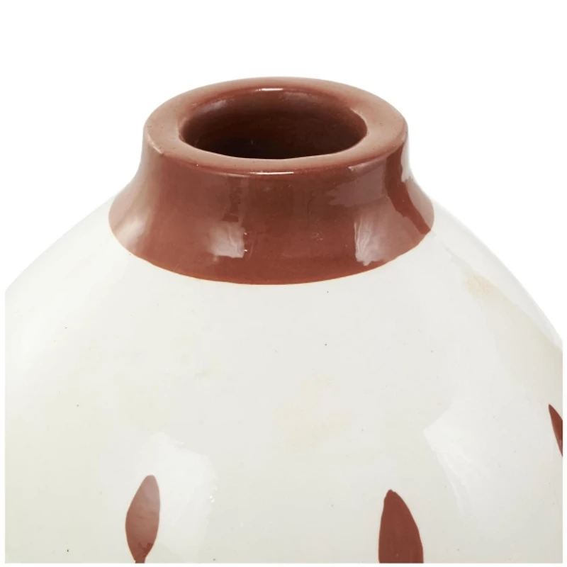 Terracotta Leaves Ceramic Vases, Set of 3