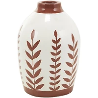 Terracotta Leaves Ceramic Vases, Set of 3