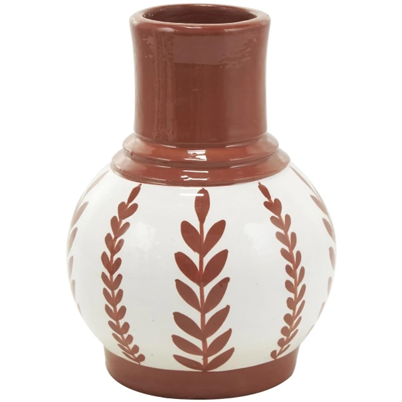 Terracotta Leaves Ceramic Vases, Set of 3