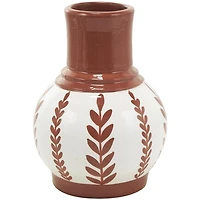 Terracotta Leaves Ceramic Vases, Set of 3
