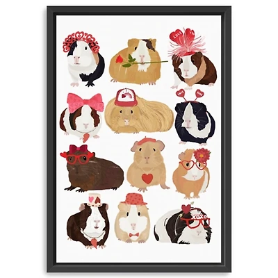 Valentine Guinea Pigs Framed Canvas Art Print
