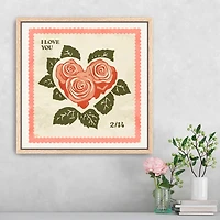 Love Stamp Framed Canvas Art Print